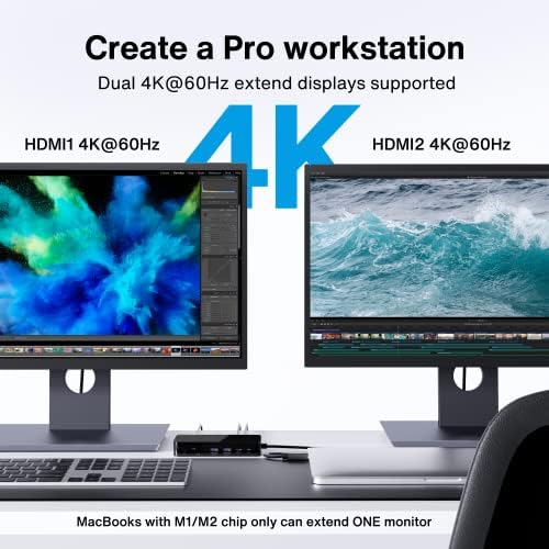 iVANKY 12-in-2 FusionDock 1 for M4 MacBook Dual 4K@60Hz Monitor (Docking Station for M5/M4/M3/M2/M1 Pro/Max Mac)(150W Power Adapter, SD/TF, USB, RJ45, 3.5mm Audio) Plug and Play 5Gbps Dock Hub - Image 3