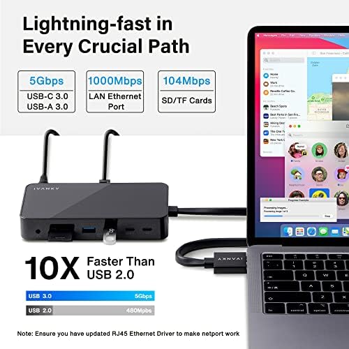 iVANKY 12-in-2 FusionDock 1 for M4 MacBook Dual 4K@60Hz Monitor (Docking Station for M5/M4/M3/M2/M1 Pro/Max Mac)(150W Power Adapter, SD/TF, USB, RJ45, 3.5mm Audio) Plug and Play 5Gbps Dock Hub - Image 5