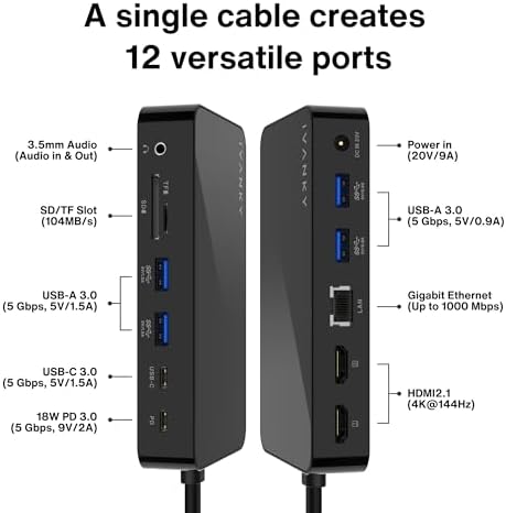 iVANKY 12-in-2 FusionDock 1 for M4 MacBook Dual 4K@60Hz Monitor (Docking Station for M5/M4/M3/M2/M1 Pro/Max Mac)(150W Power Adapter, SD/TF, USB, RJ45, 3.5mm Audio) Plug and Play 5Gbps Dock Hub - Image 6