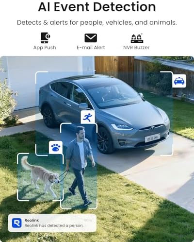 REOLINK 4K Security Camera System, 4pcs H.265 PoE Wired Turret Cameras with Person Vehicle Detection, 4K/8MP 8CH NVR with 2TB HDD for 24-7 Recording, RLK8-800D4 - Image 3