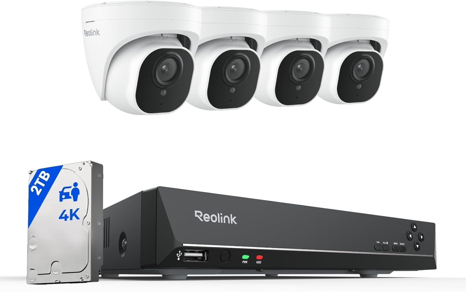 REOLINK 4K Security Camera System, 4pcs H.265 PoE Wired Turret Cameras with Person Vehicle Detection, 4K/8MP 8CH NVR with 2TB HDD for 24-7 Recording, RLK8-800D4 - Image 9